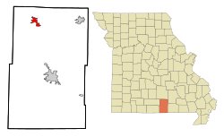 Howell County Missouri Incorporated and Unincorporated areas Willow Springs Highlighted
